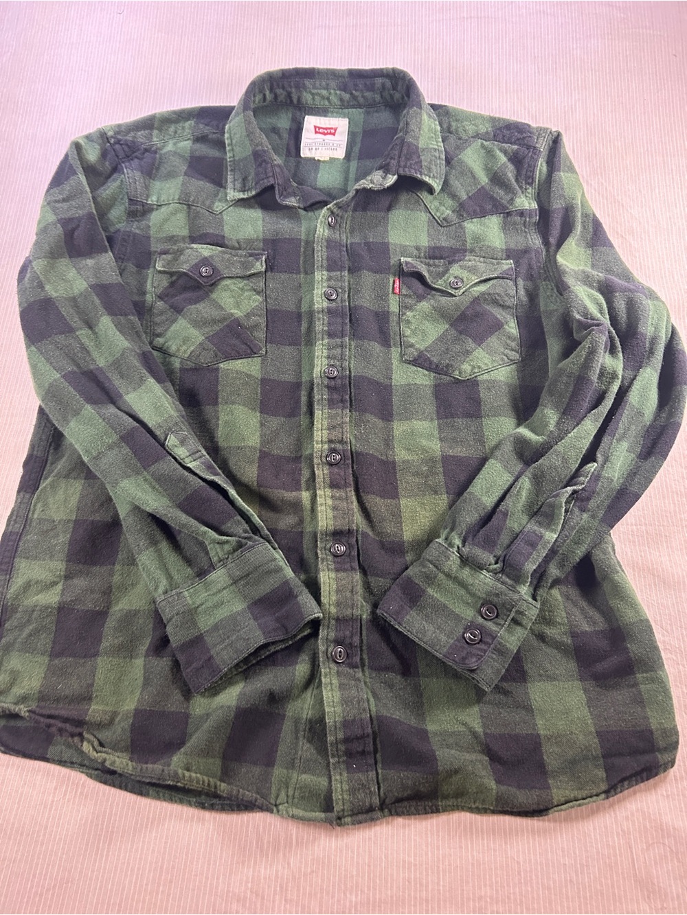 Levi's Green & Black Plaid Flannel Shirt